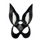Черная маска зайки с белым мехом на ушках Miss Bunny - БДСМ Арсенал - купить с доставкой в Копейске