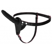 Черный страпон на ремнях с вагинальной пробкой - 15 см. - ToyFa - купить с доставкой в Копейске