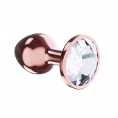 Пробка цвета розового золота с прозрачным кристаллом Diamond Moonstone Shine L - 8,3 см. - Lola Games - купить с доставкой в Копейске