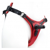 Красно-черный женский пояс с 2 способами крепления насадок - LOVETOY (А-Полимер) - купить с доставкой в Копейске