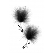 Зажимы на соски с черными пуховыми кисточками Sweet Caress Feather Nipple Clumps - Sweet Caress - купить с доставкой в Копейске