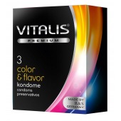 Цветные ароматизированные презервативы VITALIS PREMIUM color   flavor - 3 шт. - Vitalis - купить с доставкой в Копейске