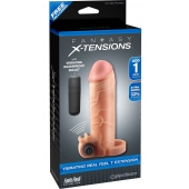 Телесная вибронасадка с кольцом  Vibrating Real Feel 1 Extension - 14 см. - Pipedream - в Копейске купить с доставкой