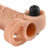 Телесная вибронасадка с кольцом Vibrating Real Feel 2 Extension - 16 см. - Pipedream - в Копейске купить с доставкой
