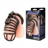 Черная металлическая клетка с замком Deluxe Chastity Cage - BlueLine - купить с доставкой в Копейске