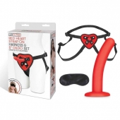 Красный поясной фаллоимитатор Red Heart Strap on Harness   5in Dildo Set - 12,25 см. - Lux Fetish - купить с доставкой в Копейске