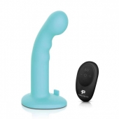 Голубая изогнутая насадка 6in Remote Control Ripple P-Spot G-Spot на черных трусиках - 16 см. - Pegasus - купить с доставкой в Копейске