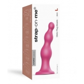 Розовая насадка Strap-On-Me Dildo Plug Beads size L - Strap-on-me - купить с доставкой в Копейске