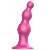Розовая насадка Strap-On-Me Dildo Plug Beads size L - Strap-on-me - купить с доставкой в Копейске