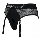 Черные трусики для насадок Diva Lingerie Harness - size S - Strap-on-me - купить с доставкой в Копейске