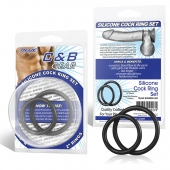 Набор из двух черных силиконовых колец разного диаметра SILICONE COCK RING SET - BlueLine - в Копейске купить с доставкой
