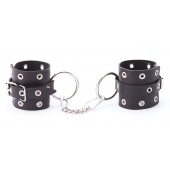 Черные кожаные наручники с люверсами - Crazy Handmade - купить с доставкой в Копейске