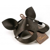 Черная кожаная маска  Кошка  с маленькими ушками - Crazy Handmade - купить с доставкой в Копейске