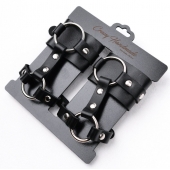 Черные наручники с креплением на кисть руки - Crazy Handmade - купить с доставкой в Копейске
