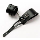 Черные кожаные оковы с креплением в виде веревочек - Crazy Handmade - купить с доставкой в Копейске