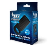 Черная открытая насадка на пенис с кольцом для мошонки XXXL-size - 9,9 см. - Sex Expert - в Копейске купить с доставкой