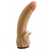 Телесная гелевая насадка-фаллос с клиторальными лепестками - 18,5 см. - LOVETOY (А-Полимер) - купить с доставкой в Копейске