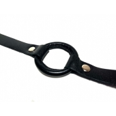 Черный кляп-кольцо на кожаных ремешках - БДСМ Арсенал - купить с доставкой в Копейске