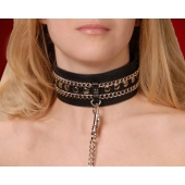 Чёрный ошейник с цепочками и поводком - Sitabella - купить с доставкой в Копейске