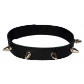 Узкий чёрный ошейник с шипами - Sitabella - купить с доставкой в Копейске