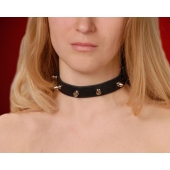 Узкий чёрный ошейник с шипами - Sitabella - купить с доставкой в Копейске