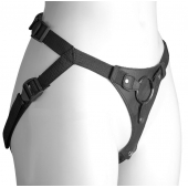 Черный женский пояс-трусики с кольцом для фиксации насадок - LOVETOY (А-Полимер) - купить с доставкой в Копейске