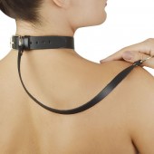 Зеленый меховой ошейник с кожаным поводком - Sitabella - купить с доставкой в Копейске