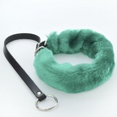 Зеленый меховой ошейник с кожаным поводком - Sitabella - купить с доставкой в Копейске