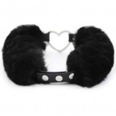 Черный меховой ошейник с металлическим сердечком - Notabu - купить с доставкой в Копейске
