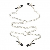 Серебристые зажимы для сосков и половых губ на тонкой цепочке - Notabu - купить с доставкой в Копейске