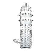 Прозрачная насадка на пенис с шипами и стимулятором клитора - 14,2 см. - Baile - в Копейске купить с доставкой