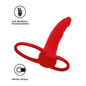 Красная насадка на пенис для двойного проникновения Black Red - 16,5 см. - ToyFa - купить с доставкой в Копейске