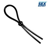Черное силиконовое лассо с шариком для утяжки - Sex Expert - в Копейске купить с доставкой