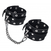 Черные кожаные однослойные оковы с люверсами - Pecado - купить с доставкой в Копейске