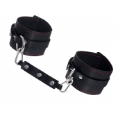 Черные кожаные однослойные оковы с контрастной строчкой - Pecado - купить с доставкой в Копейске