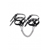 Черные однослойные кожаные оковы из двух ремешков - Pecado - купить с доставкой в Копейске