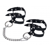 Черные однослойные кожаные оковы из двух ремешков - Pecado - купить с доставкой в Копейске