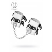 Бело-черные наручники с двумя ремешками и люверсами - Pecado - купить с доставкой в Копейске