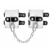 Бело-черные наручники с двумя ремешками и люверсами - Pecado - купить с доставкой в Копейске