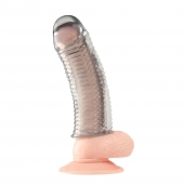 Текстурированная насадка на пенис Clear Textured Penis Enhancing Sleeve Extension - 16,5 см. - BlueLine - в Копейске купить с доставкой