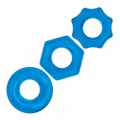 Комплект из трех голубых колец для эрекции 3-Pack Nuts   Bolts Stretch Cock Ring Set - BlueLine - в Копейске купить с доставкой
