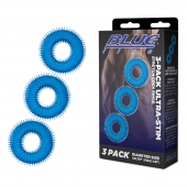 Комплект из трех голубых колец для эрекции 3-Pack Ultra-Stim Stretch Cock Rings - BlueLine - в Копейске купить с доставкой