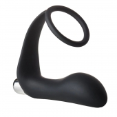 Черное эрекционное кольцо с вибропробкой Vibrating Anal Plug With Cockring - Dream Toys - в Копейске купить с доставкой