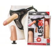 Телесный страпон Harness LESBI с вагинальной пробкой - 16,5 см. - LOVETOY (А-Полимер) - купить с доставкой в Копейске