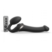 Черный безремневой страпон Multi Orgasm Size M с клиторальной стимуляцией - Strap-on-me - купить с доставкой в Копейске