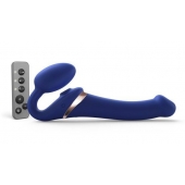 Синий безремневой страпон Multi Orgasm Size M с клиторальной стимуляцией - Strap-on-me - купить с доставкой в Копейске