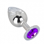Большой плаг из стали с фиолетовым кристаллом Violet Dream - 9,5 см. - Erotic Fantasy - купить с доставкой в Копейске