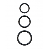 Набор из трех черных эрекционных колец Silicone 3-Ring Stamina Set - Pipedream - в Копейске купить с доставкой