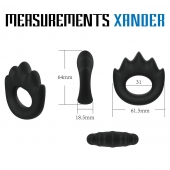 Черное эрекционное кольцо с массажными гребнями Rooster Xander - Velv or - в Копейске купить с доставкой