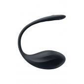 Черное виброяйцо Ribbed Petal с пультом ДУ - Satisfyer